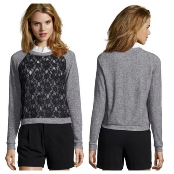 BCBG Max Azria Colleen Lace Cotton Sweatshirt XS - Picture 1 of 9